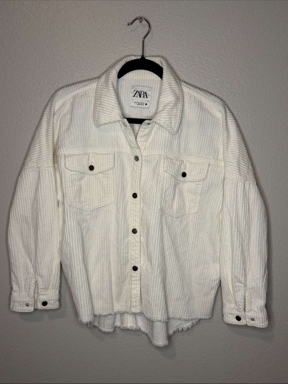 ZARA Cream Corduroy Button-Front Shacket size XS (bin14)